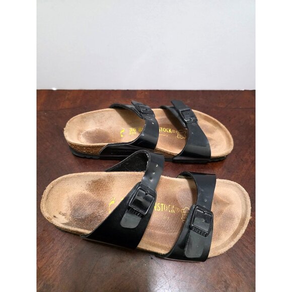Birkenstock Black Patent Leather Arizona Sandals Size 36 EU Slip-On - Picture 4 of 10